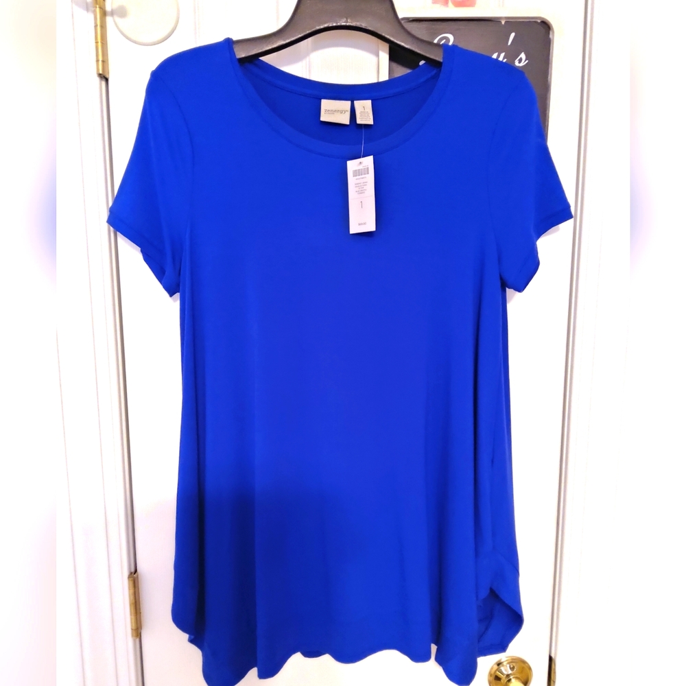CHICOS Zenergy Women's Blue Top 1 Size 8 (M)